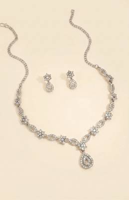 Floral marquise crystal statement set 3