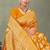Mustard yellow silk saree with floral zari and thread work