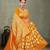 Mustard yellow silk saree with floral zari and thread work