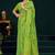 Light green dola silk saree with multicolor floral zari and thread work