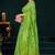 Light green dola silk saree with multicolor floral zari and thread work