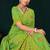 Light green dola silk saree with multicolor floral zari and thread work