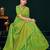 Light green dola silk saree with multicolor floral zari and thread work