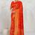 Red dola silk saree with multicolor floral zari and thread work