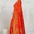 Red dola silk saree with multicolor floral zari and thread work