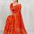 Red dola silk saree with multicolor floral zari and thread work