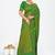 Mehendi green dola silk saree with multicolor floral zari and thread work