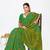 Mehendi green dola silk saree with multicolor floral zari and thread work