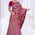 Magenta silk blend saree with floral zari and thread work