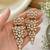Geometric white kundan gold-plated statement drop earrings for women