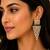 Geometric white kundan gold-plated statement drop earrings for women
