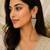 Geometric white kundan gold-plated statement drop earrings for women