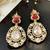 Royal ruby red & kundan inspired gold-plated statement chandbali drop earrings for women