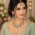 Pista pink color necklace set with earrings & maang tikka | kundan and agate stone | antique gold plating