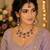 Majanta color necklace set with earrings & maang tikka | kundan and agate stone | antique gold plating