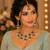 Green color necklace set with earrings & maang tikka | kundan and agate stone | antique gold plating