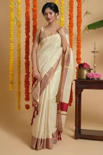 Zari tissue kasavu saree