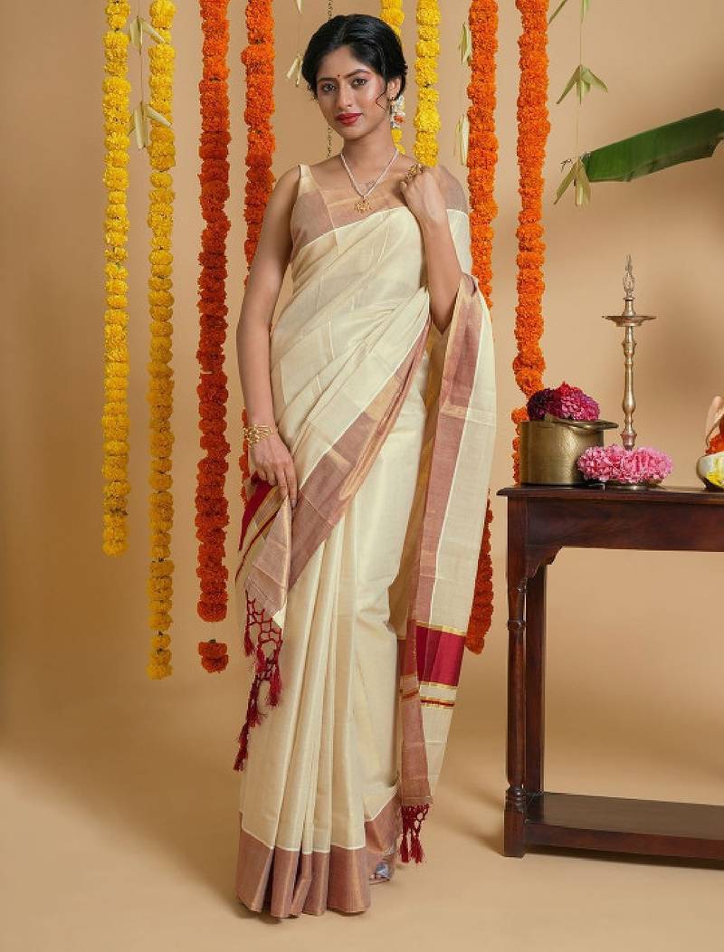 Zari tissue kasavu saree
