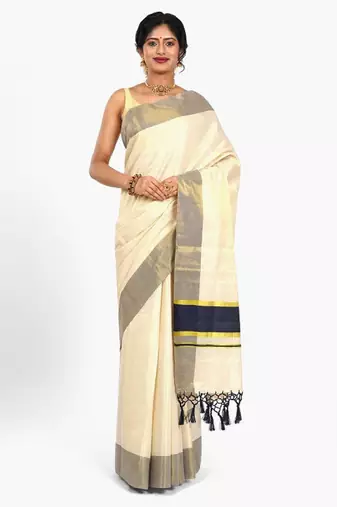 Tissue traditional kasavu saree with zari