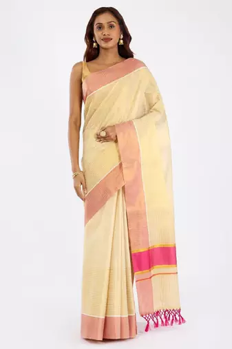 Nirjaya checked zari tissue kasavu saree