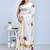 White kerala hand embroidered shimul flower design cotton saree