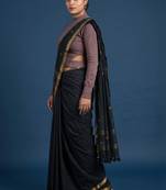 Women pure cotton kasavu saree with unstitched blouse
