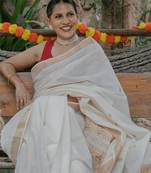 Ethnic motifs zari pure cotton handloom kasavu saree