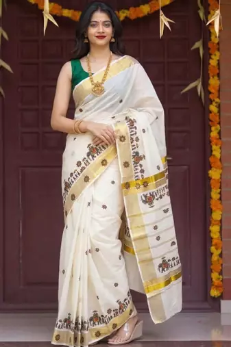 Tissue kasavu saree