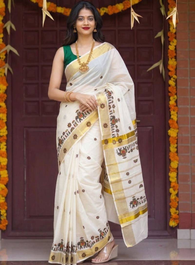 Tissue kasavu saree