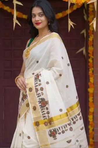 Tissue kasavu saree