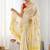 Golden leaf embroidery kasavu tissue running blouse sarees