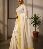 Checked pure cotton kasavu saree