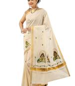 Ethnic motifs zari pure cotton kasavu saree