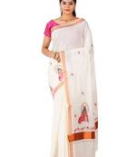Ethnic motifs zari pure cotton kasavu saree