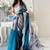 Teal woven design tissue sarees