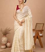 Striped pure cotton kasavu saree