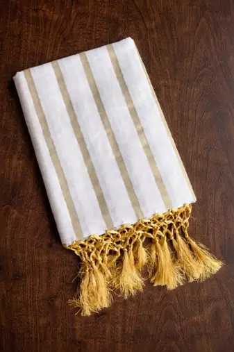 Striped pure cotton kasavu saree