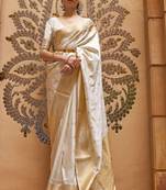 Woven design zari silk cotton heavy work kasavu saree