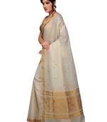 Woven design zari pure cotton kasavu saree and blouse piece