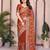 rust color rangoli silk embroidery work saree with work blouse piece
