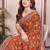 rust color rangoli silk embroidery work saree with work blouse piece