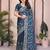 teal color rangoli silk embroidery work saree with work blouse piece
