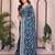 teal color rangoli silk embroidery work saree with work blouse piece