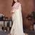 White color fandy chiffon  silk embroidery work saree with work blouse piece