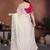 White color fandy chiffon  silk embroidery work saree with work blouse piece