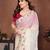 White color fandy chiffon  silk embroidery work saree with work blouse piece