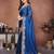 teal color rangoli silk embroidery work saree with plain  blouse piece
