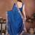 teal color rangoli silk embroidery work saree with plain  blouse piece