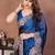 teal color rangoli silk embroidery work saree with plain  blouse piece
