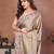 brown color rangoli silk embroidery work saree with plain  blouse piece